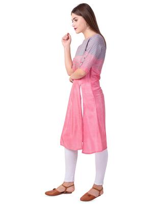 stripes silk blend straight kurta - 16612613 - Standard Image - 2