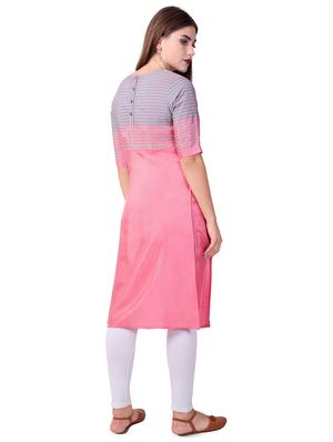 stripes silk blend straight kurta - 16612613 - Standard Image - 3