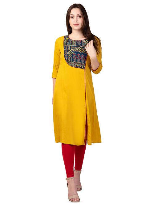 printed yoke straight kurta - 16612629 - Standard Image - 1