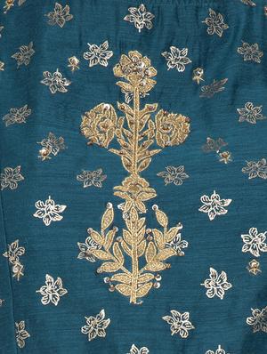 embroidered chanderi blouse with lahenga and dupatta set. - 16612633 - Standard Image - 4