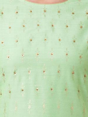 embellished chanderi kurti with sharara and duppatta set - 16612637 - Standard Image - 5