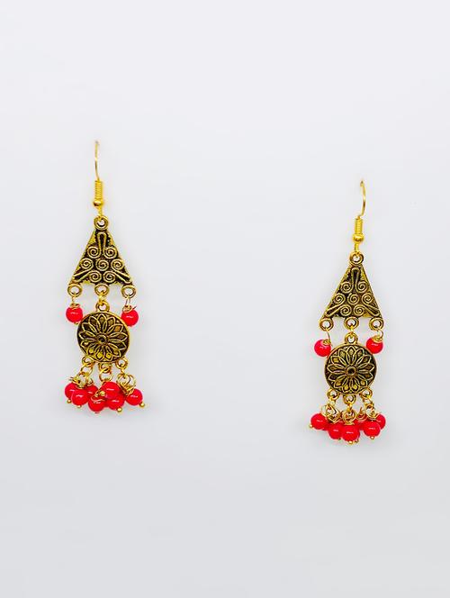 red brass drop earring - 16613601 - Standard Image - 1