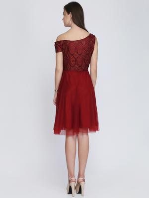 single off shoulder skater dress - 16613809 - Standard Image - 3