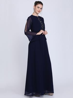 slit sleeved embellished maxi dress - 16613820 - Standard Image - 2