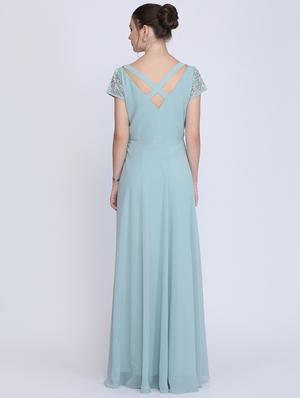boat neck embroidered maxi gown - 16613822 - Standard Image - 3
