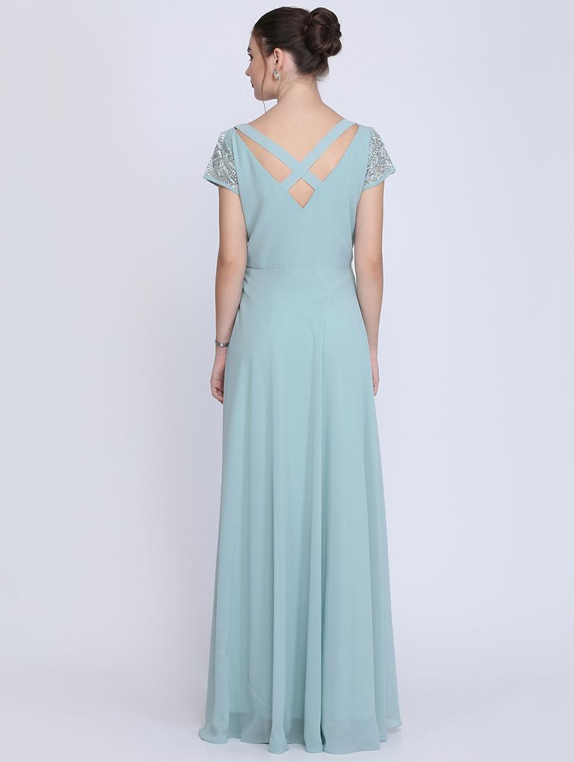 boat neck embroidered maxi gown - 16613822 - Zoom Image - 3