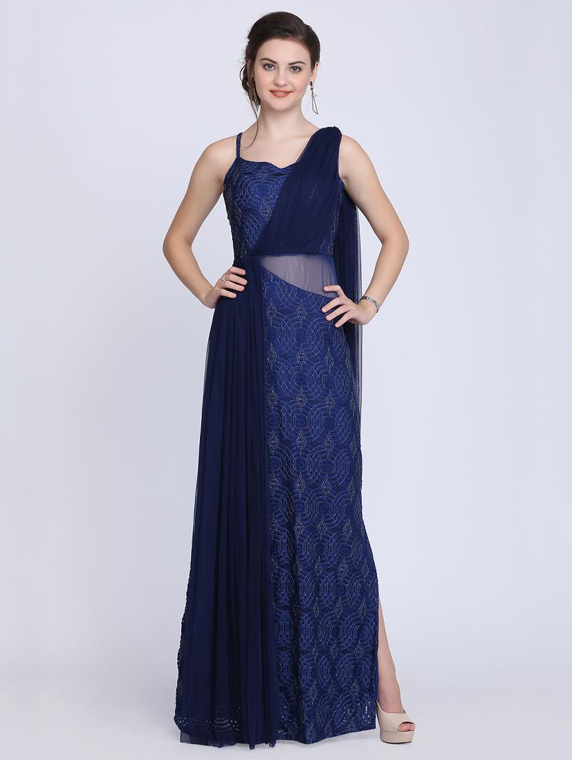 embroidered off shoulder gown - 16613849 - Zoom Image - 1