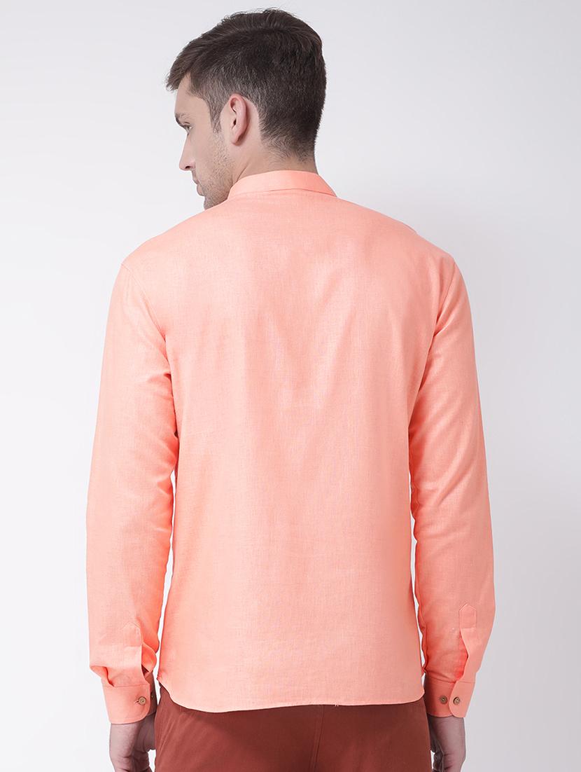 peach solid short kurta - 16614028 - Zoom Image - 3