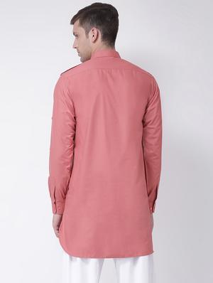 pink solid pathani kurta - 16614048 - Standard Image - 3