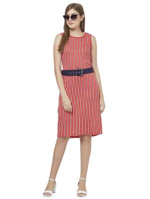 round neck striped belted dress - 16614100 - Standard Image - 4