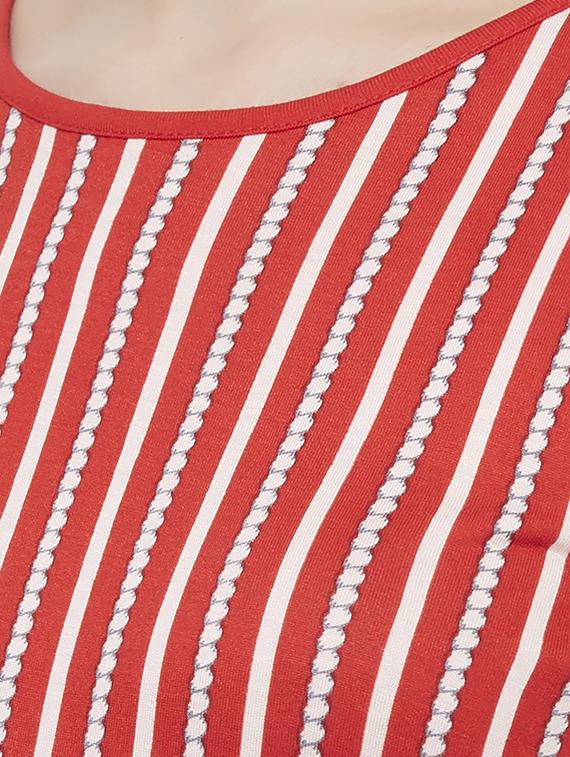 round neck striped belted dress - 16614100 - Zoom Image - 5
