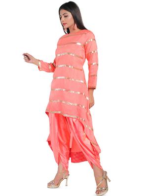 sequined high-low kurta with dhoti salwar set - 16614140 - Standard Image - 2