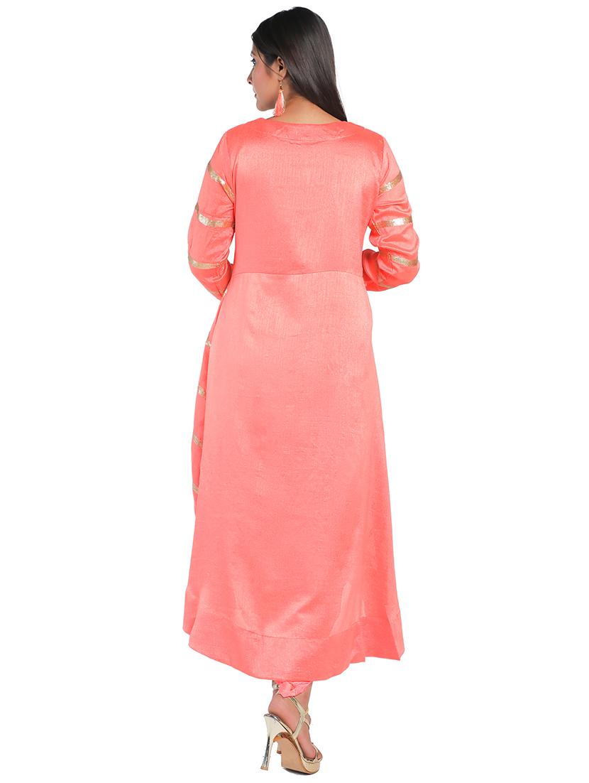 sequined high-low kurta with dhoti salwar set - 16614140 - Zoom Image - 3