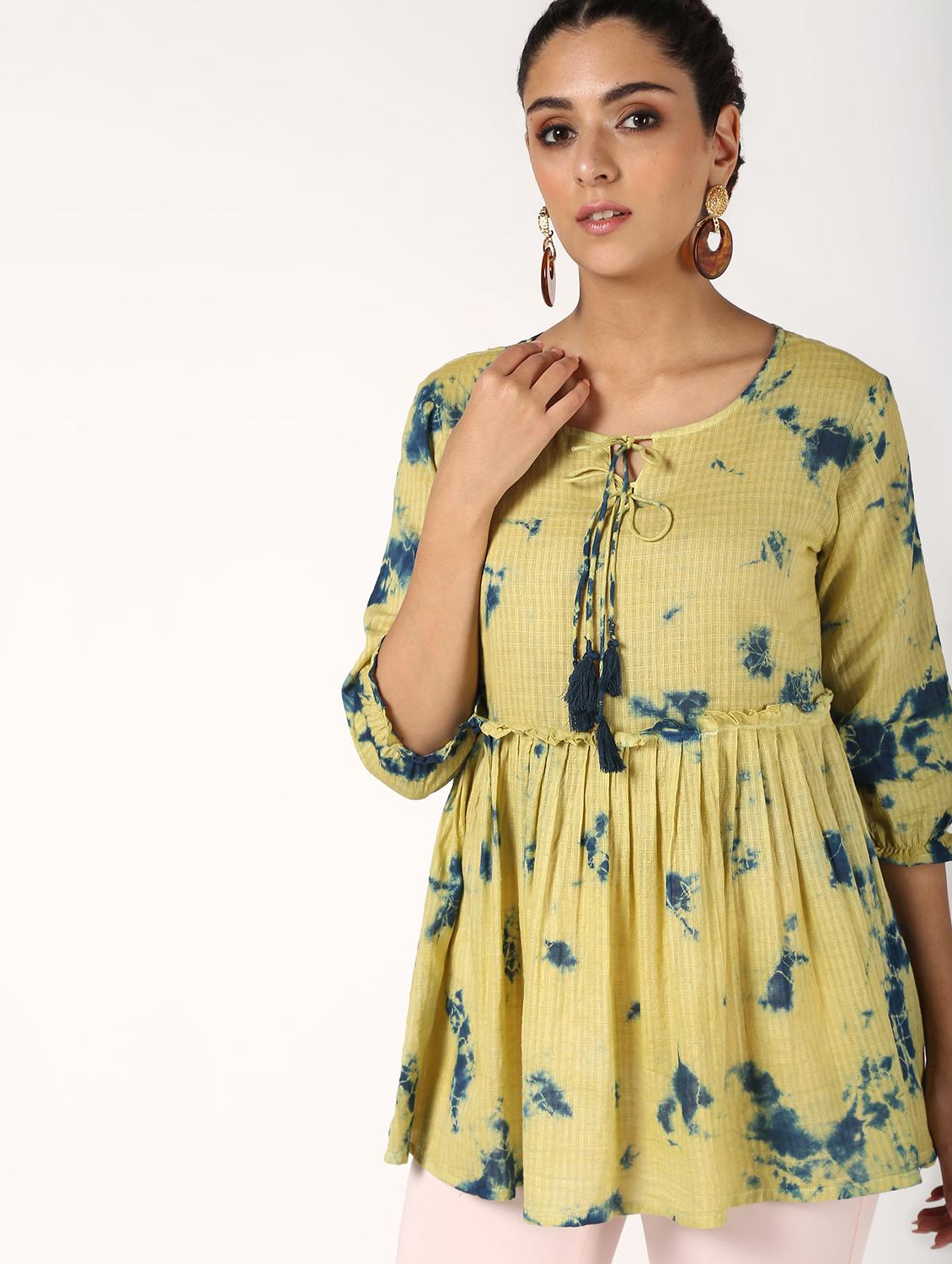 shibori flared kurti - 16614299 - Zoom Image - 2