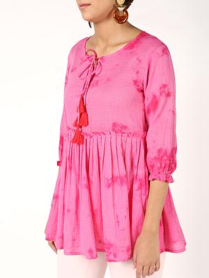 shibori flared kurti - 16614300 - Standard Image - 5
