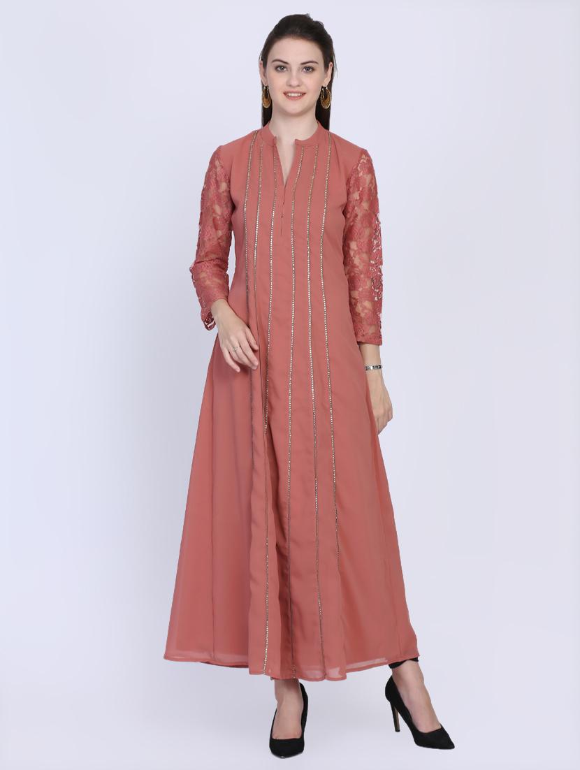 notch neck embellished detail maxi dress - 16614305 - Zoom Image - 1