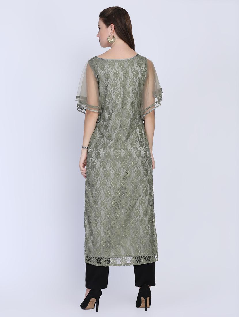 tassels detail high low kurta - 16614315 - Zoom Image - 3