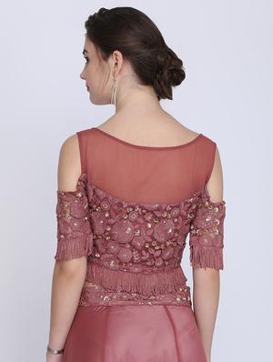 cold shoulder embroidered blouse - 16614346 - Standard Image - 3