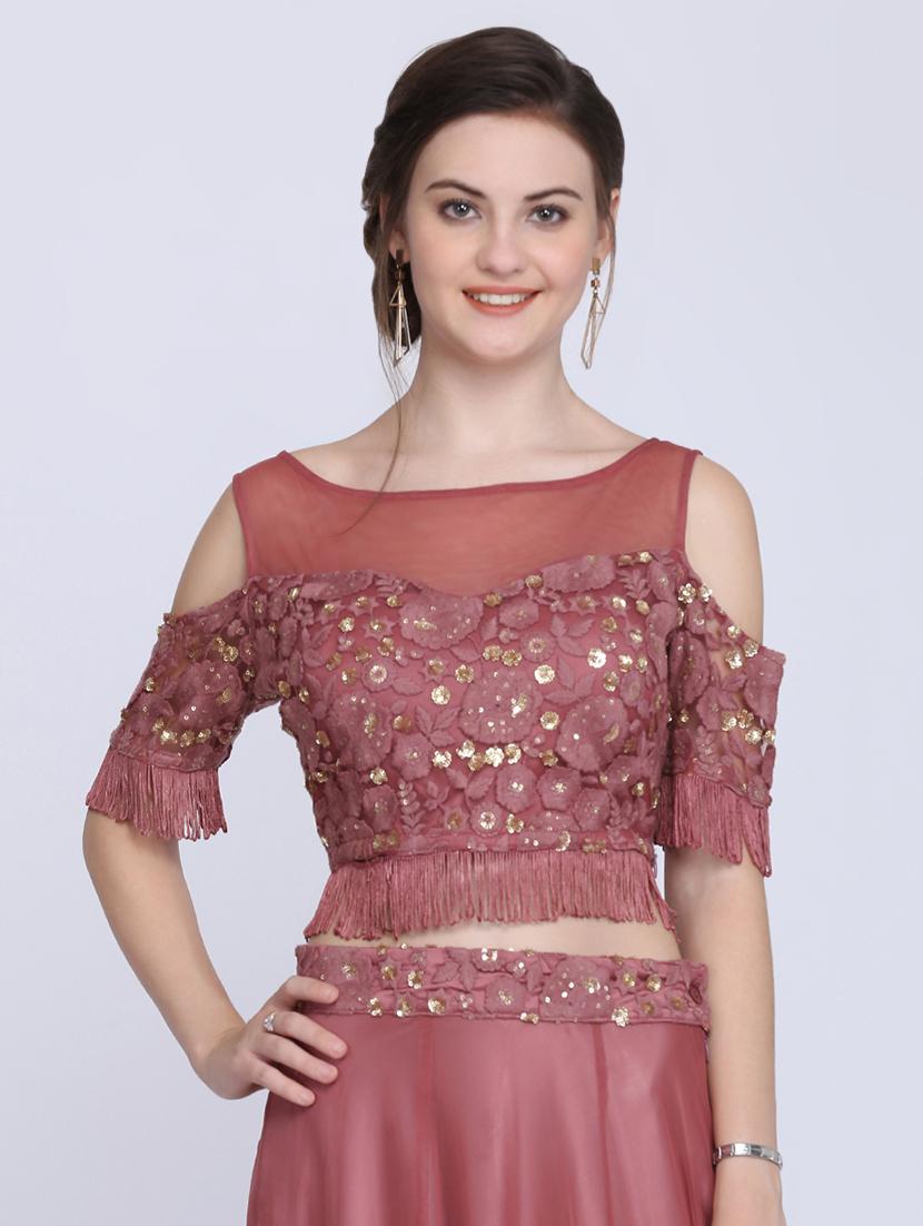cold shoulder embroidered blouse - 16614346 - Zoom Image - 1