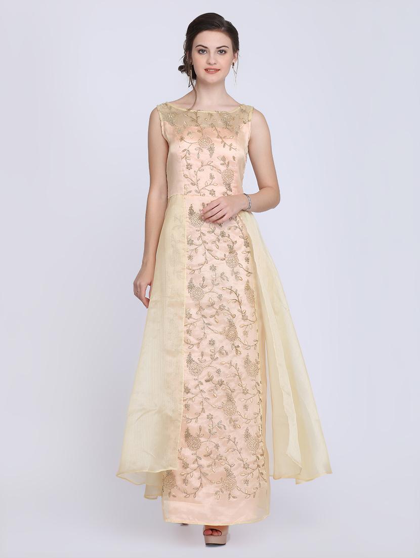 embroidered net flared gown - 16614349 - Zoom Image - 1