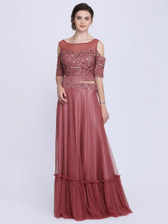 solid net flared skirt - 16614359 - Zoom Image - 4