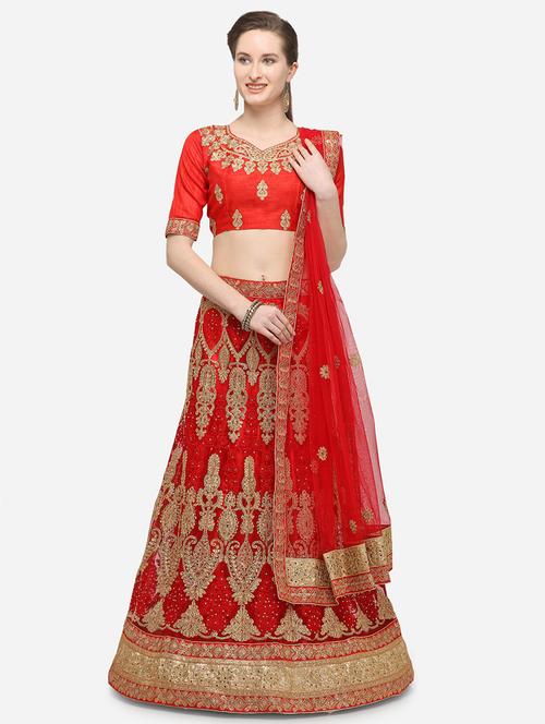 embroidered a-line lehenga - 16614373 - Very Small Image - 1
