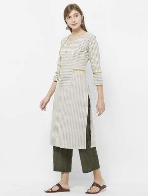 striped straight kurta - 16614382 - Standard Image - 2