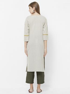 striped straight kurta - 16614382 - Standard Image - 3