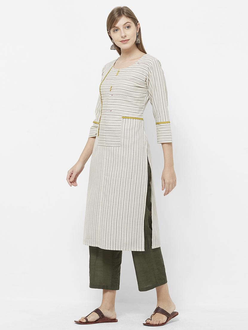 striped straight kurta - 16614382 - Zoom Image - 2