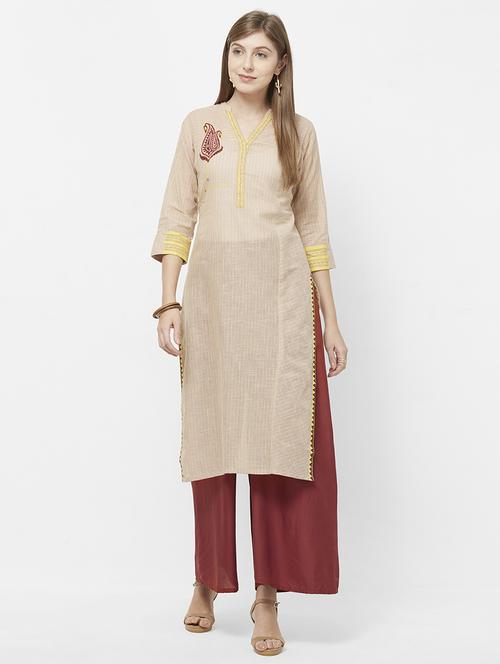 solid straight kurta - 16614385 - Standard Image - 1