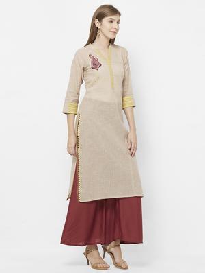 solid straight kurta - 16614385 - Standard Image - 2