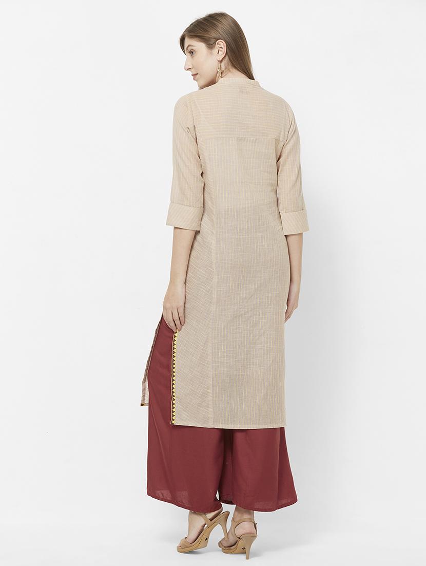 solid straight kurta - 16614385 - Zoom Image - 3