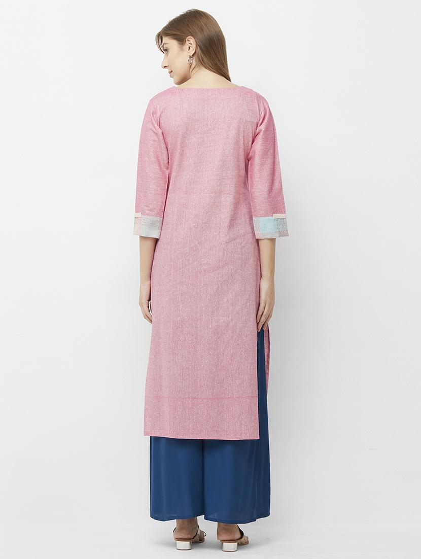 embroidered straight kurta - 16614390 - Zoom Image - 3