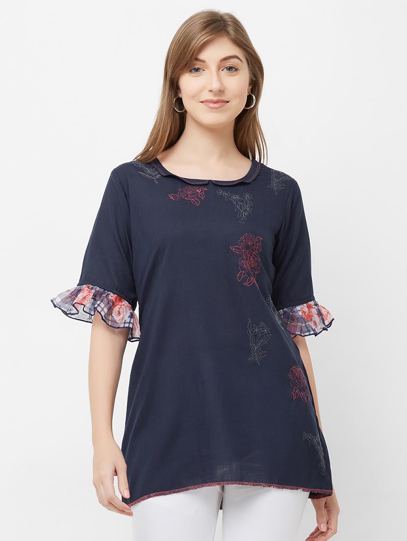 bell sleeved embroidered tunic - 16614393 - Zoom Image - 1