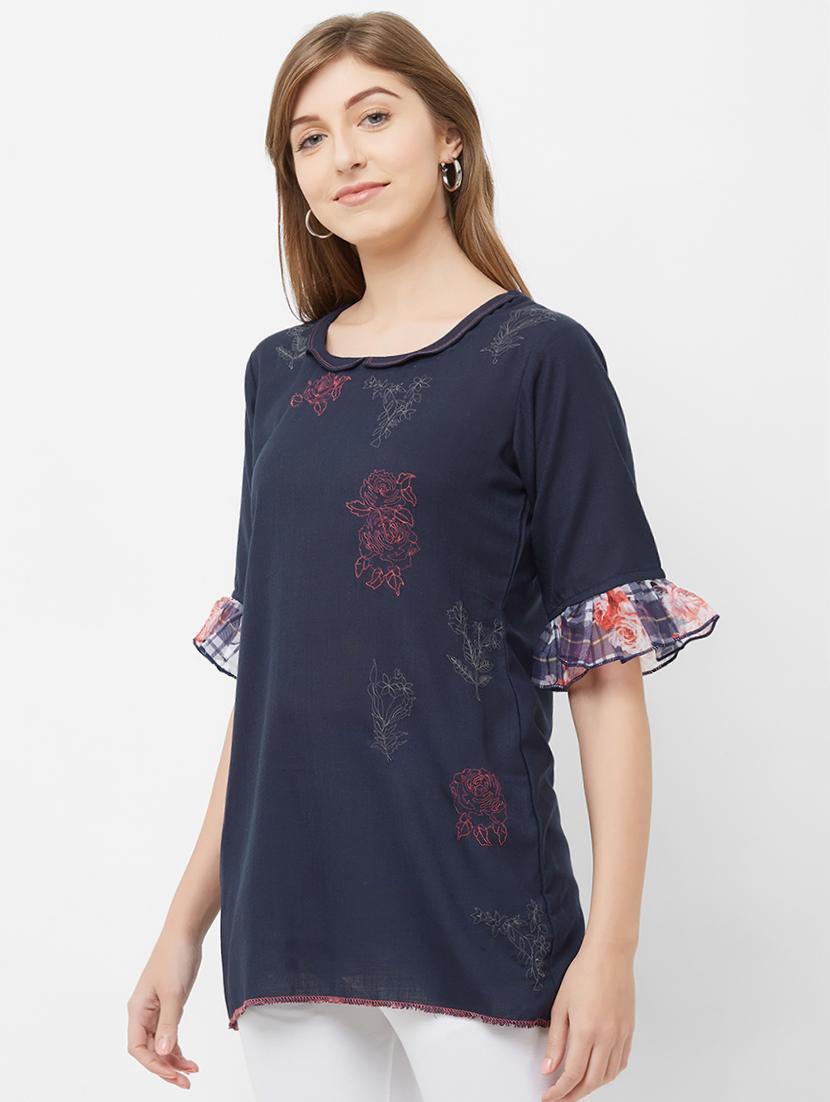 bell sleeved embroidered tunic - 16614393 - Zoom Image - 2