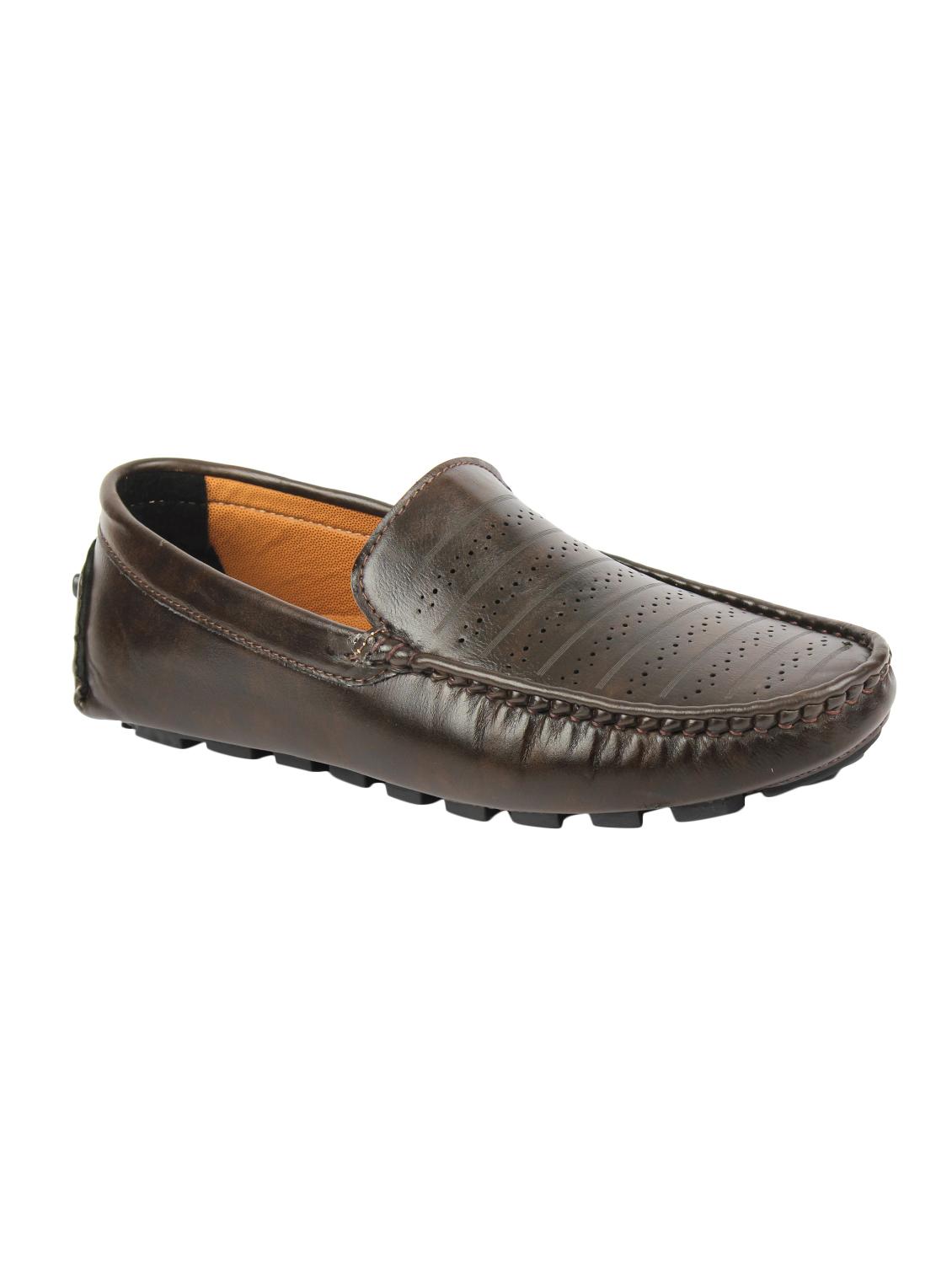brown leatherette slip on loafers - 16614733 - Zoom Image - 1