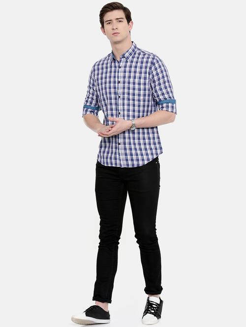 blue checkered casual shirt - 16614805 - Standard Image - 1