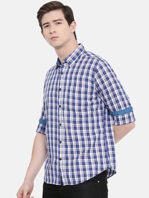 blue checkered casual shirt - 16614805 - Standard Image - 3