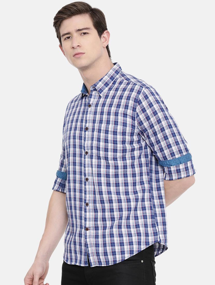blue checkered casual shirt - 16614805 - Zoom Image - 3