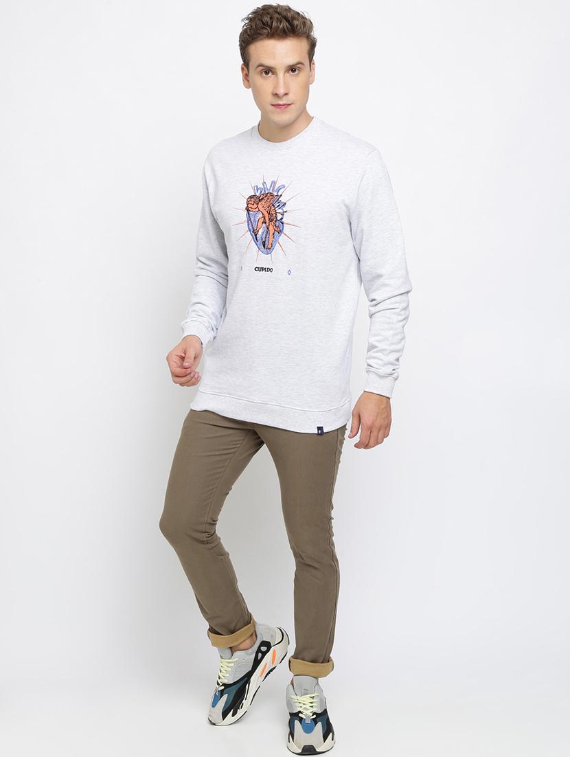 brown printed flat front casual trouser - 16615210 - Zoom Image - 1