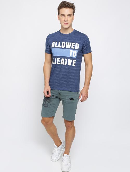 blue printed shorts - 16615216 - Standard Image - 1