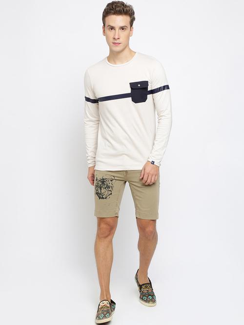 beige printed shorts - 16615217 - Standard Image - 1