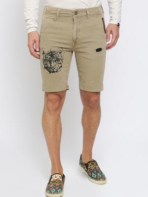 beige printed shorts - 16615217 - Standard Image - 2