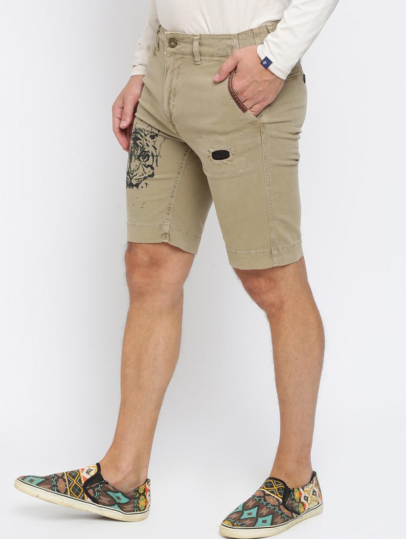 beige printed shorts - 16615217 - Zoom Image - 3