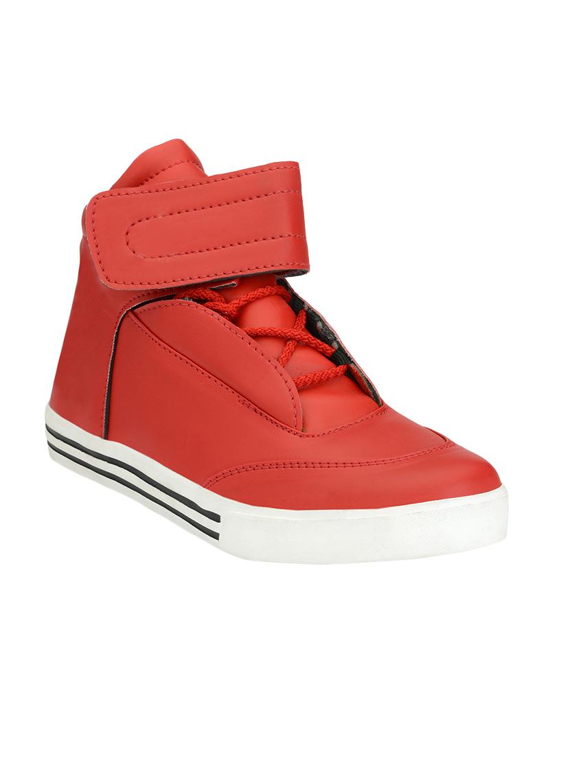 red leatherette lace up sneakers - 16615656 - Zoom Image - 1
