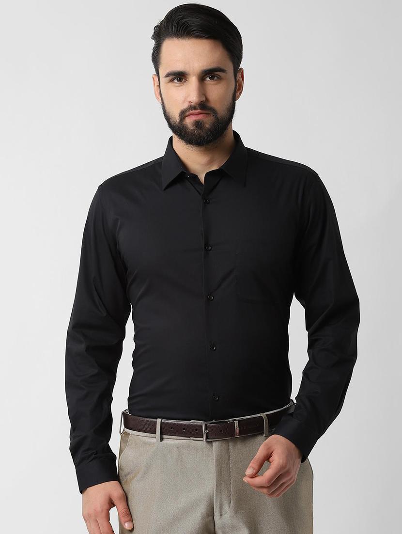 black solid formal shirt - 16615823 - Zoom Image - 1