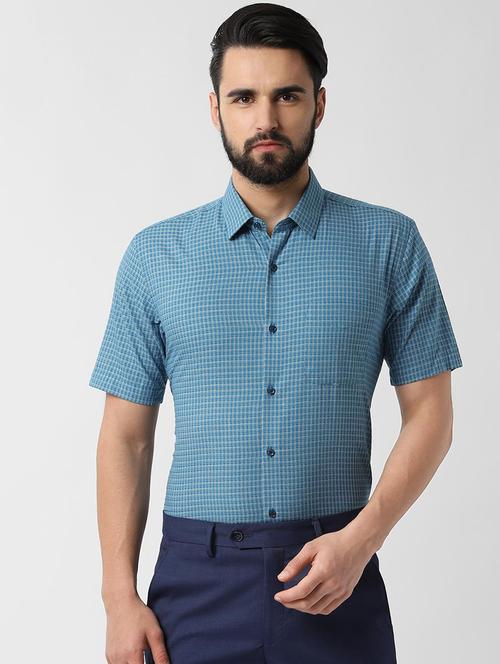 blue checkered formal shirt - 16615828 - Standard Image - 1