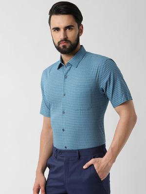 blue checkered formal shirt - 16615828 - Standard Image - 2