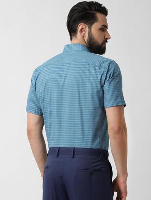 blue checkered formal shirt - 16615828 - Standard Image - 3