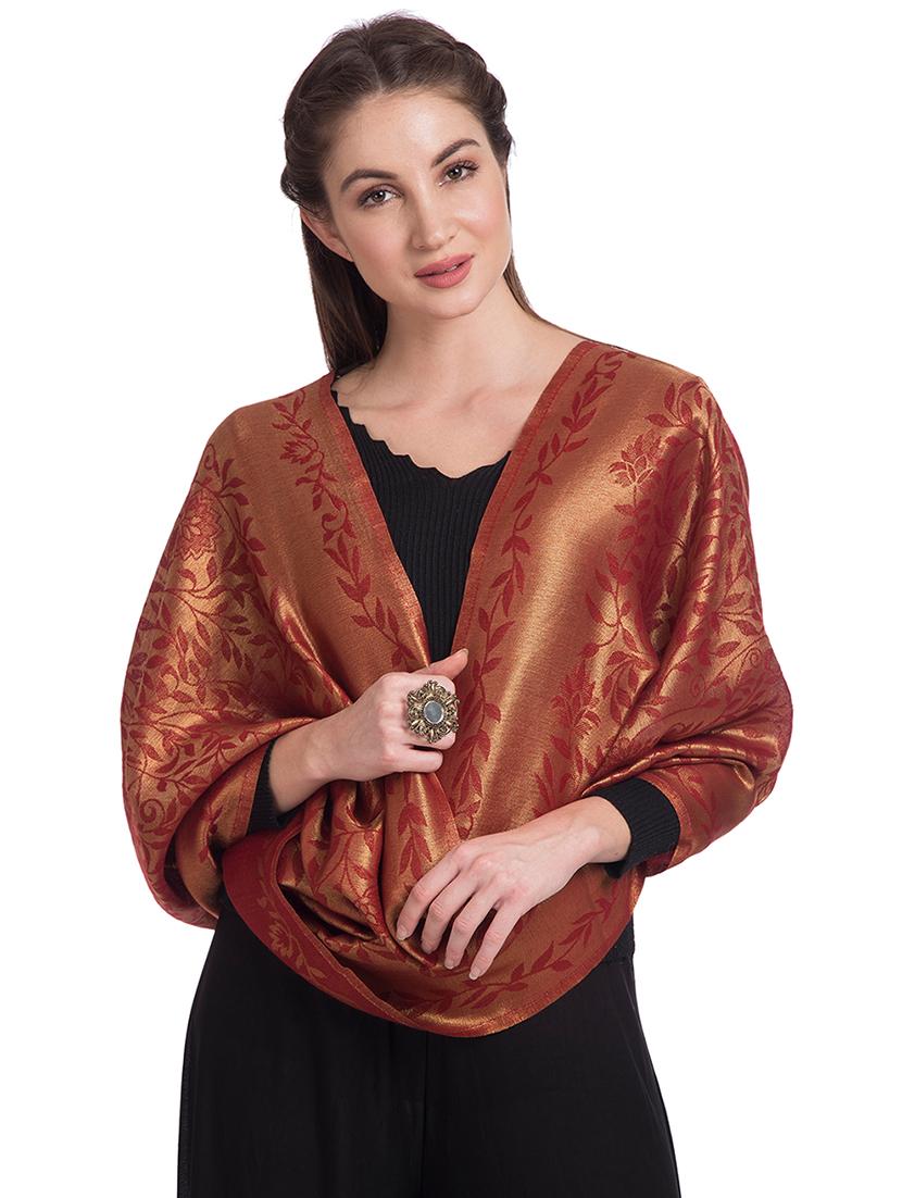 frayed hem floral wool stole - 16616195 - Zoom Image - 1